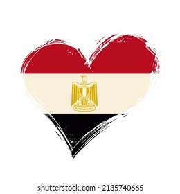 Egyptian flag heart-shaped grunge background. Vector illustration.