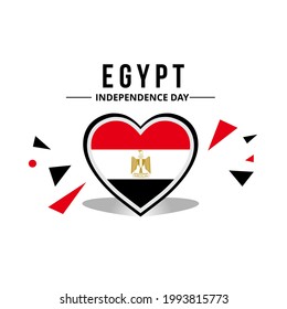 egyptian flag with original color in heart ornament