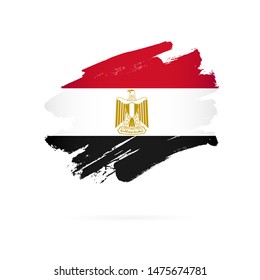 Egyptian flag. Vector illustration on a white background. Brush strokes are drawn by hand. Revolution Day in Egypt.