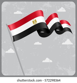 Egyptian flag wavy abstract background. Vector illustration.