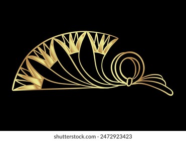 Elemento de diseño floral egipcio en oro aislado en blanco. Estilo Art Deco. Flor de loto, signo de Vector, símbolo, ilustración de logotipo. Espiritualidad, ocultismo