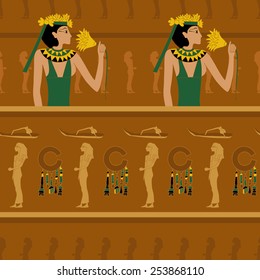 Egyptian with flower on the pattern