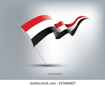 Egyptian flying flag in isolated background