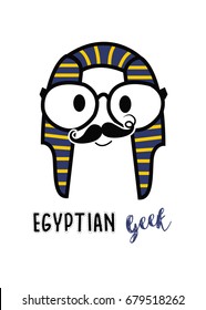 Egyptian geek man / Egyptian geek with mustache  logo isolated on white background