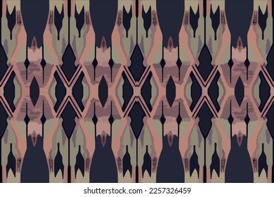 Egyptian geometry ikat pattern dark pastel background. Abstract traditional folk antique tribal ethnic graphic line. Ornate elegant luxury vintage retro style. Texture textile fabric Egypt patterns.