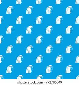 Egyptian girl pattern repeat seamless in blue color for any design. Vector geometric illustration