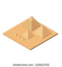 Egyptian Giza pyramids icon. Flat illustration of egyptian.