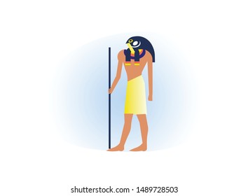 Egyptian God Amun Ra Isolated on White Background, Ancient Egypt Deity and Mythological Creature with Religion Attribute. Culture Sacred Character. Egyptology Pantheon Cartoon Flat Vector Illustration