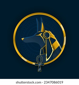 egyptian god anubis head logo design