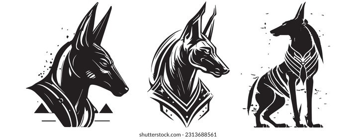 Egyptian god Anubis head vector illustration silhouette