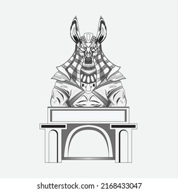 Egyptian God Anubis tattoo design black and white