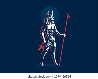 The Egyptian god Anubis. Vector emblem.