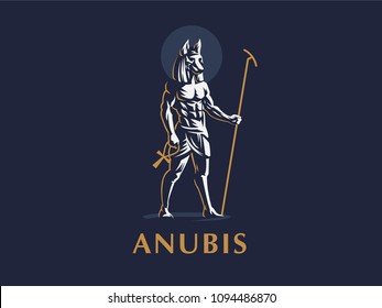 The Egyptian God Anubis. Vector Emblem.