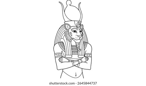 Deus Egípcio Bes Colorir Folha Protetor Doméstico Nascimento Guardião Deidade Antiga Mitologia Arte