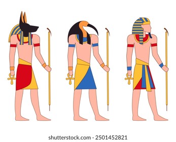 Egyptian God Goddess Deities afterworld ancient Egypt Anubis Thoth Pharaoh symbol jackal ibis bird dog head design illustration