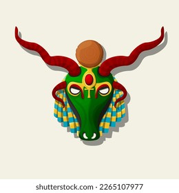 Máscara de Khnum, dios egipcio, icono vector