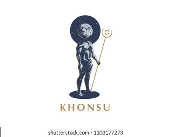 The Egyptian god Khonsu. Vector emblem.