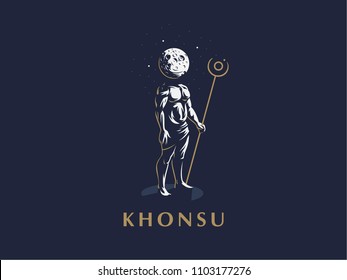 The Egyptian god Khonsu. Vector emblem.