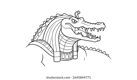 Deus Egípcio Sobek Colorir Folha Crocodilo Cabeça Divindade Rio Nilo Potência Antiga Mitologia Contorno Desenho