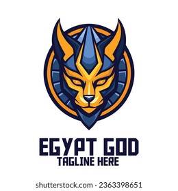 Egyptian God Template: Anubis Head Mascot Logo, Dog God Icon Badge Emblem for Sport and Esport