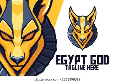 Egyptian God Template showcases an Anubis Head Mascot Logo and a Dog God Icon Badge Emblem, perfect for Sport and Esport lovers