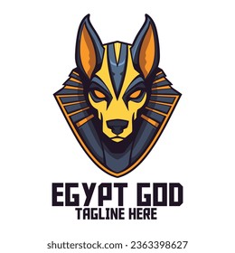 Egyptian God Template for Sport and Esport: Anubis Head Mascot Logo, Dog God Icon Badge Emblem