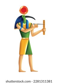 Egyptian god of wisdom thoth cartoon vector illustration