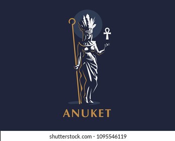 Egyptian goddess Anuket. Vector emblem.