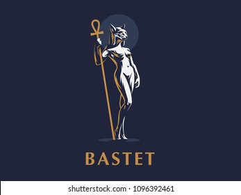 Egyptian goddess Bastet. Vector illustration.