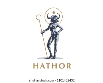 Egyptian goddess Hathor. Vector illustration.