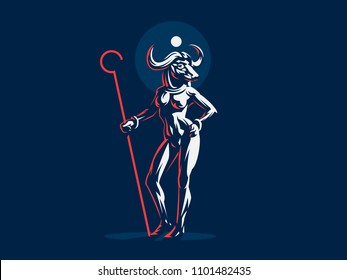 Egyptian goddess Hathor. Vector illustration.