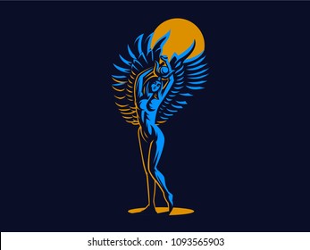 The Egyptian goddess Isis. Vector emblem.