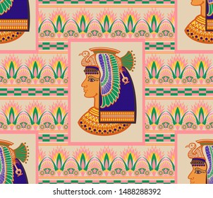 Egyptian. Goddess Nehbet. Stylization under the culture of ancient Egypt. Seamless pattern.