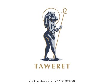 Egyptian goddess Taweret. Vector illustration.