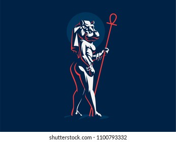 Egyptian goddess Taweret. Vector illustration.