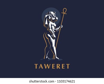 Egyptian goddess Taweret. Vector illustration.