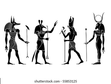 Egyptian gods and  goddess -  Anubis, Seth,Hathor, Horus