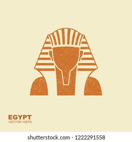 Egyptian golden pharaohs mask icon. Illustration of egyptian golden pharaohs mask. Flat icon with scuffed effect