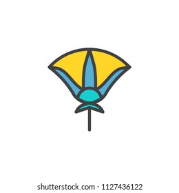 Egyptian hand fan filled outline icon, line vector sign, linear colorful pictogram isolated on white. Egypt fan symbol, logo illustration. Pixel perfect vector graphics