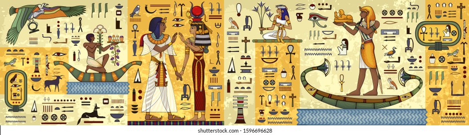 Egyptian Hieroglyph And SymbolAncient Culture Sing And Symbol.Historical Background.Ancient Goddess.