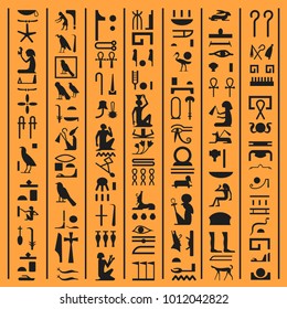 Egyptian hieroglyphs or ancient Egypt letters vector background