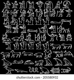 Egyptian hieroglyphs black