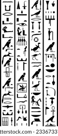 Egyptian hieroglyphs engraved on the sarcophagus of the vizier with indications of the offerings