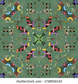 Egyptian hieroglyphs seamless pattern. African tribal ethnic vector background with colorful shapes, all seeing eyes, symbols, signs. Ancient  illustration. Luxury design for fabric, prints, textile.