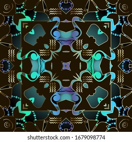 Egyptian hieroglyphs seamless pattern. Ethnic colorful background. Vector abstract repeat backdrop. Old style tribal ancient ornament. Egyptian symbols, animals, shapes, dots, buffalos, zigzag, birds.