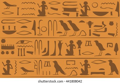 Egyptian hieroglyphs seamless pattern. Vector illustration
