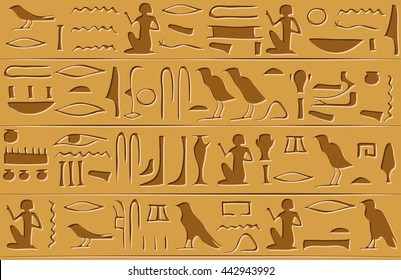 Egyptian hieroglyphs seamless pattern. Vector illustration 