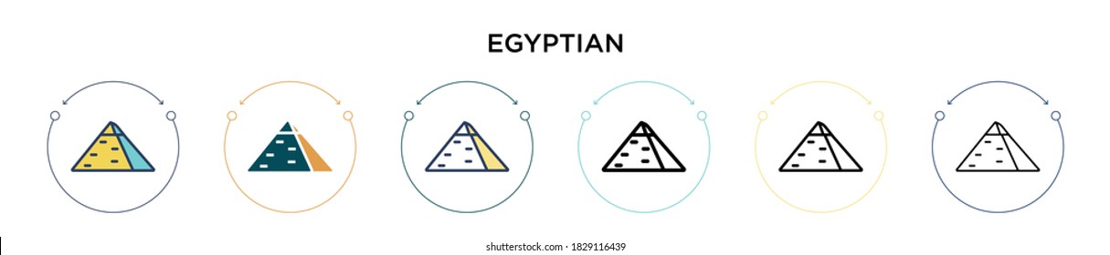 Egyptian icon in filled, thin line, outline and stroke style. Vector illustration of two colored and black egyptian vector icons designs can be used for mobile, ui, web