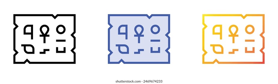 egyptian icon. Linear, Blue Fill and Gradient Style Design Isolated On White Background