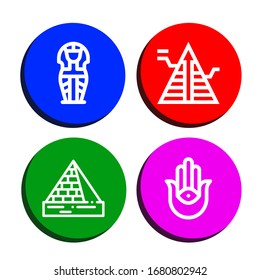egyptian icon set. Collection of Sarcophagus, Pyramid, Pyramids, Semitic neopaganism icons